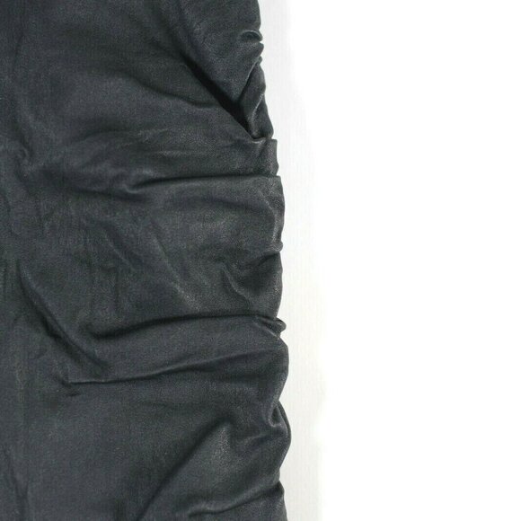 The Row Womens Size Small Black Mini Skirt Leather Ruched Pencil Hidden Zipper - Picture 2 of 5